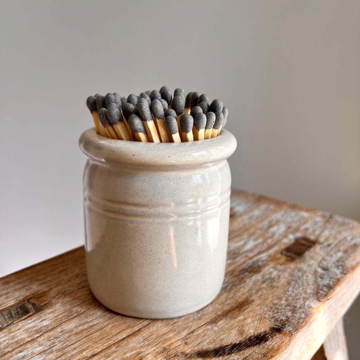 Stoneware Match Keeper & Striker – Cottage Hearth Charm