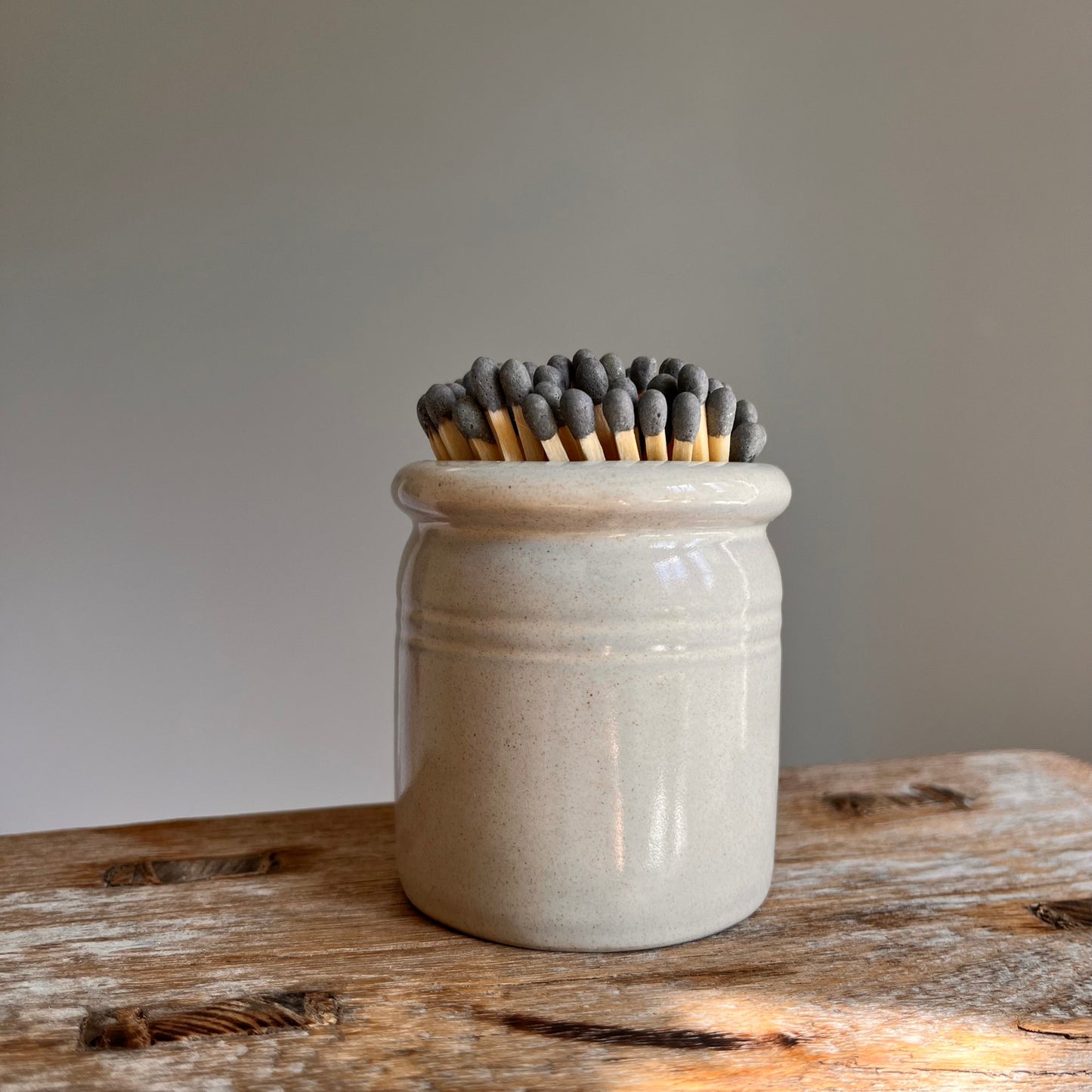 Stoneware Match Keeper & Striker  – Cottage Hearth Charm