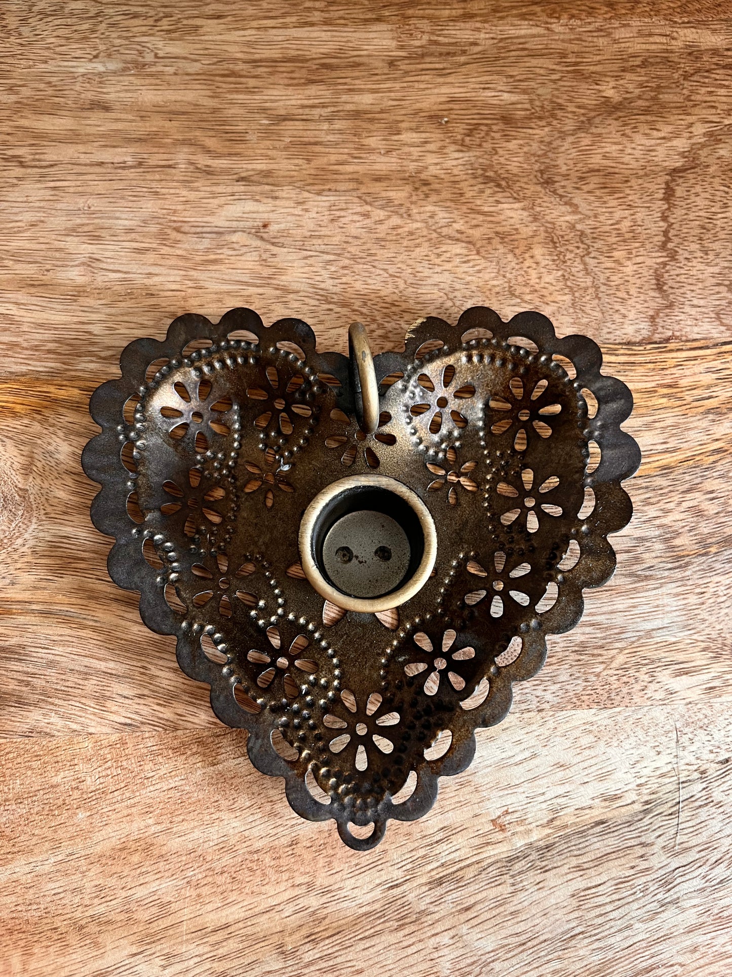 Heart-Shaped Metal Candle Holder