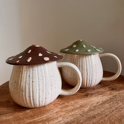 Mushroom Mug with Lid – Cottage Style